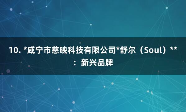 10. *咸宁市慈映科技有限公司*舒尔(Soul)**:新兴品牌