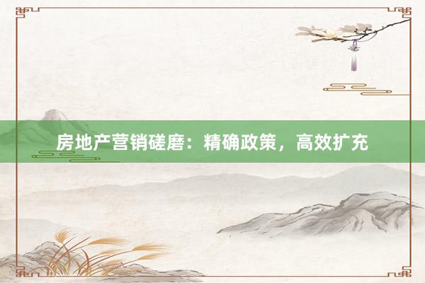 房地产营销磋磨：精确政策，高效扩充